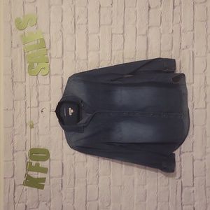 Faux denim button down